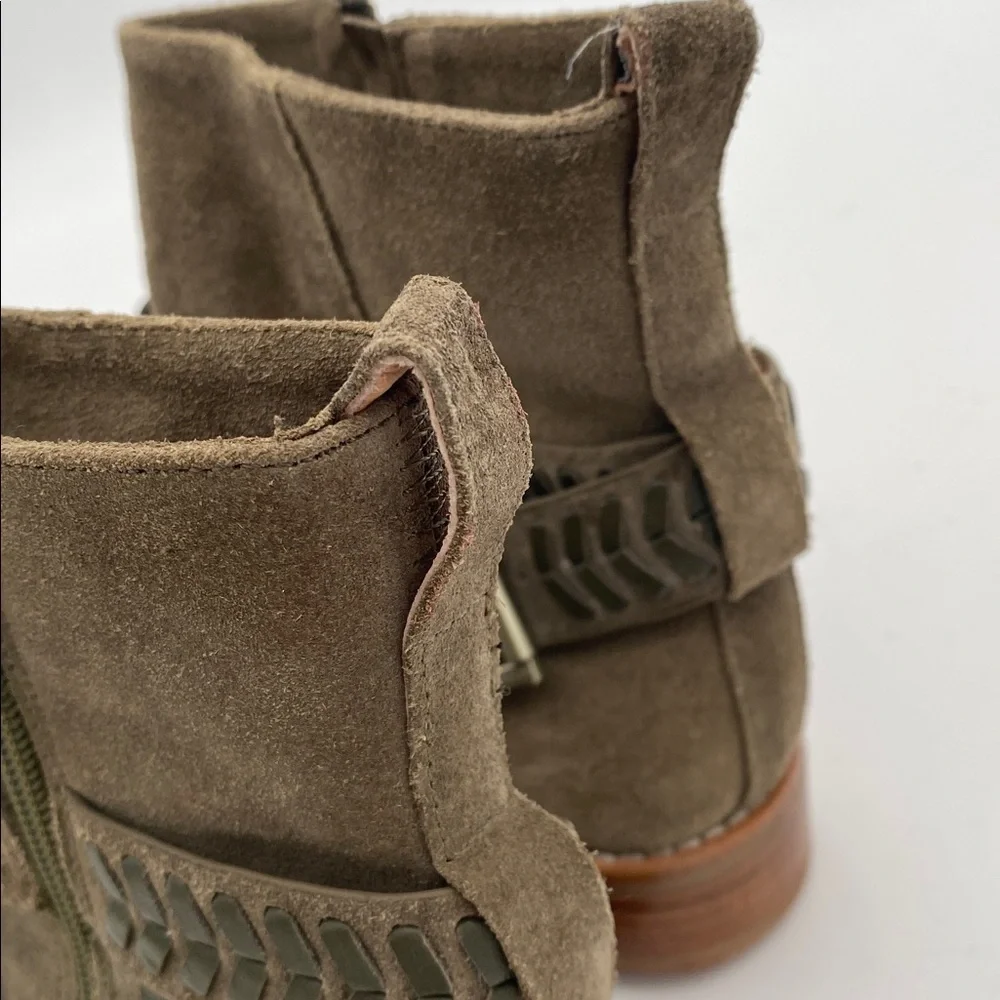 Jack Roger Stylish Olive Ankle Boots Women 5.5M suede office casual festival Y2K